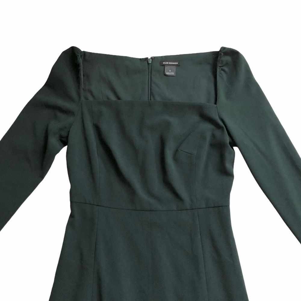 Club Monaco forest green square neck dress